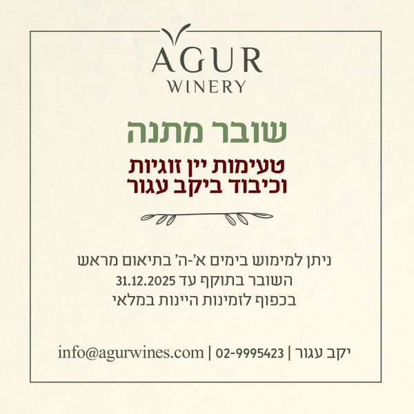 מימוש שובר מתנה – טעימות זוגיות בליווי כיבוד קל